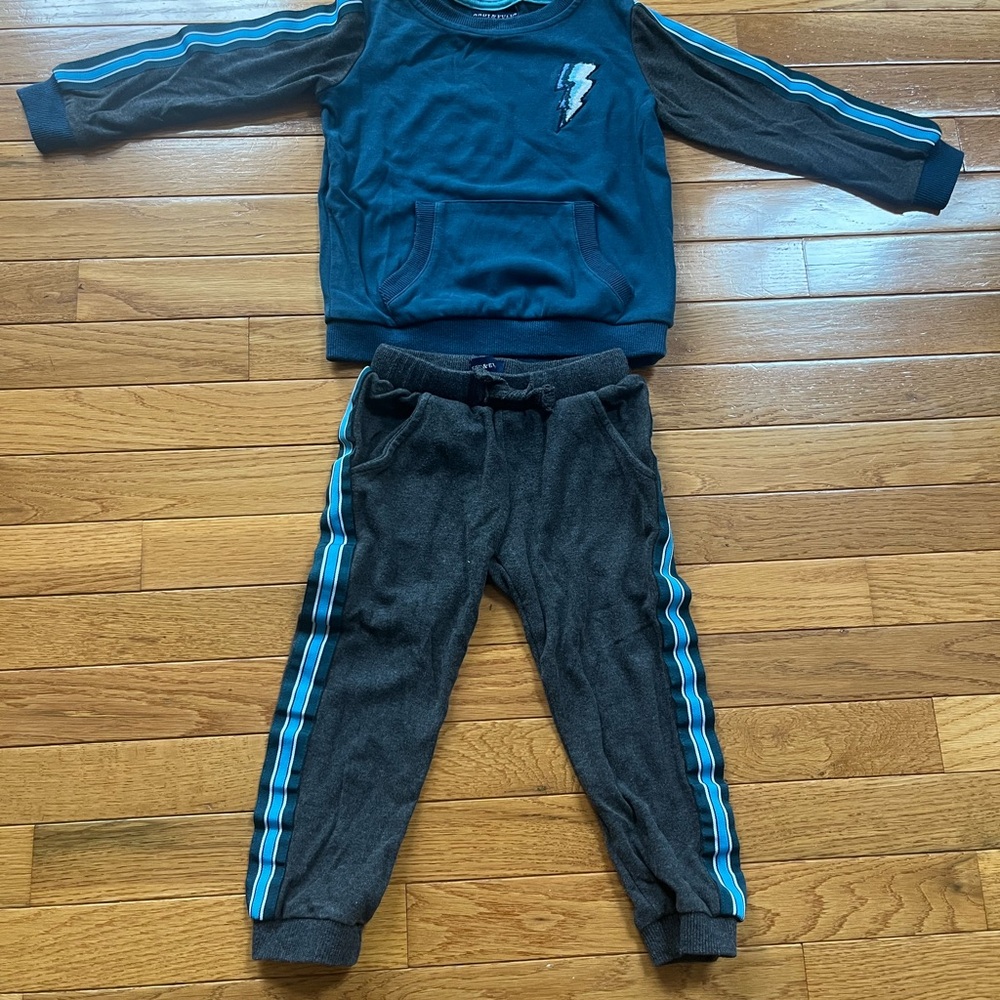 Andy & Evan Teal and Charcoal Kids Jogger Set